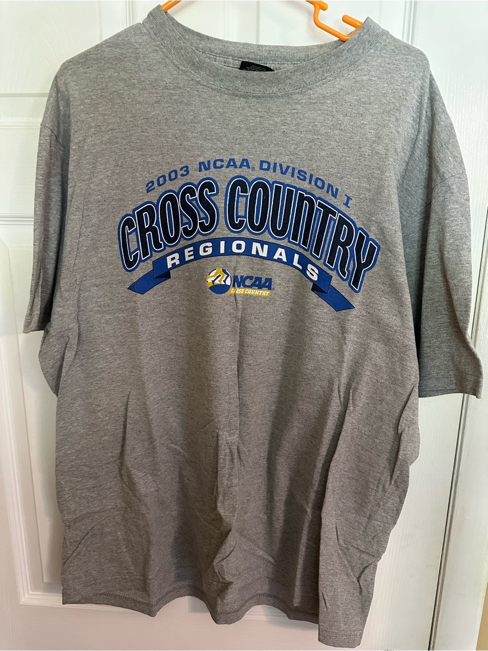 NCAA Gray Short Sleeve Cross Country Regionals Tee with Blue & Yellow Print